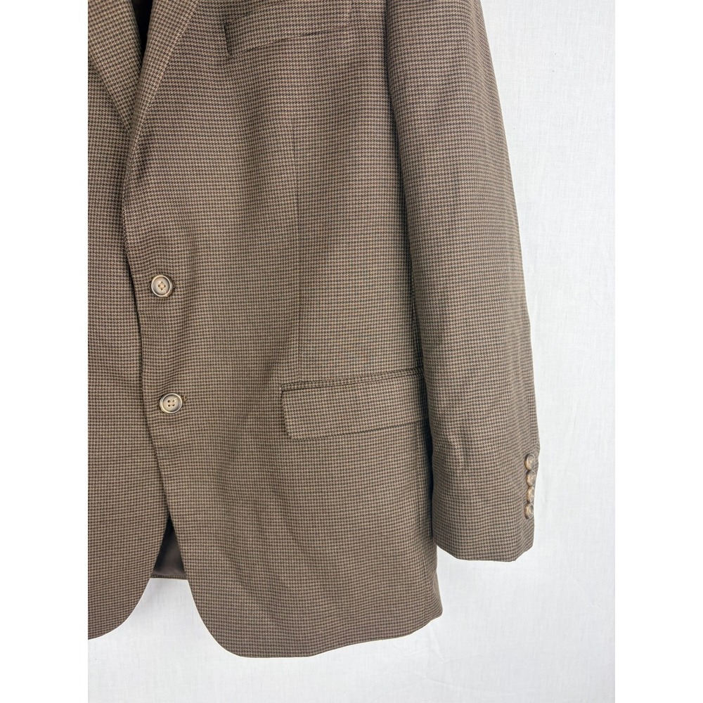 Mens Chaps 44R Brown Houndstooth Two Button Blazer Sport Coat Jacket Micro - Picture 5 of 16